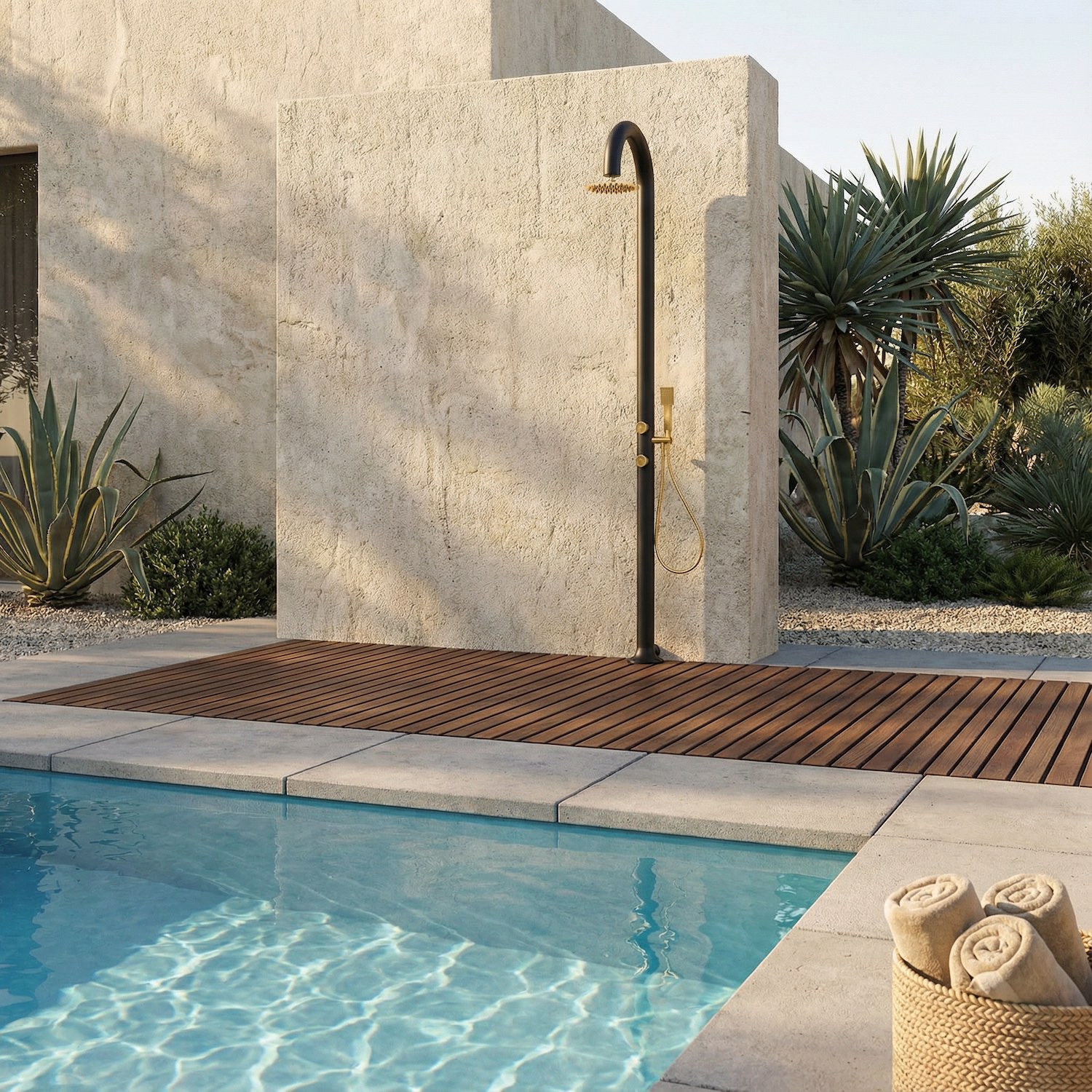 Douches de piscine en aluminium avec douchette