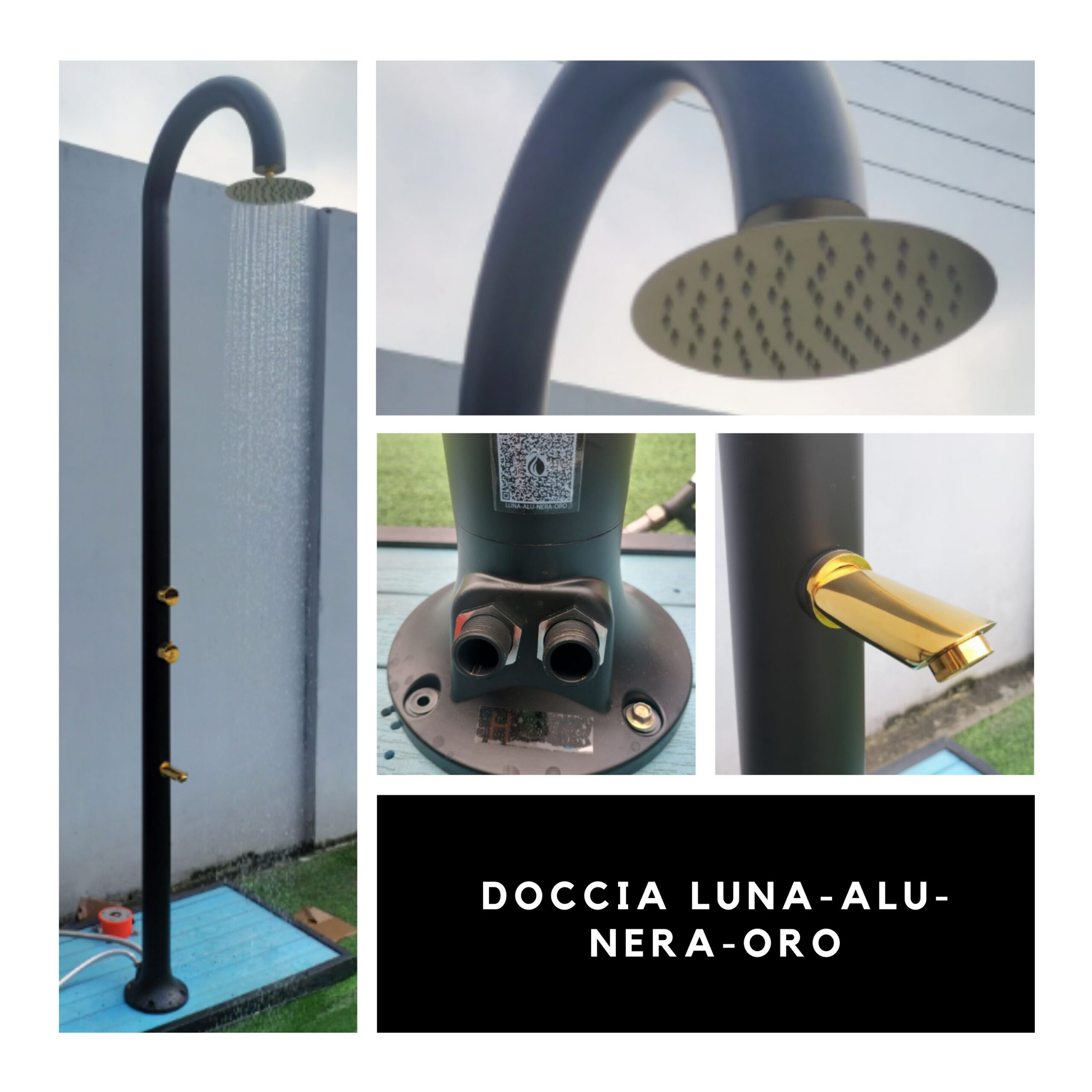 Douche alu noir et or interieurexterieur eau chaude et froide – Image 5