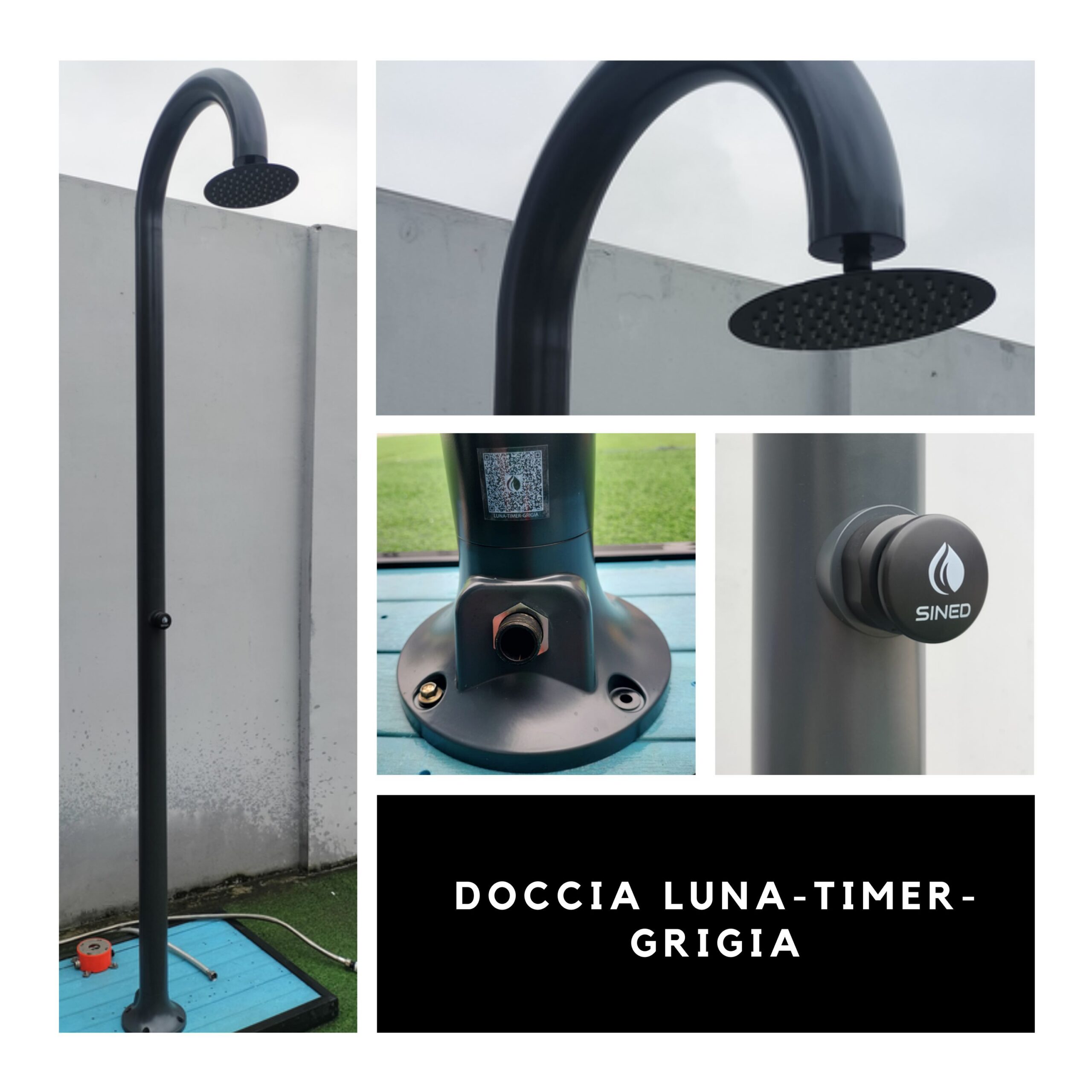 Douche a Eau Froide Temporisee En Aluminium Sined Luna Timer Grigia – Image 5