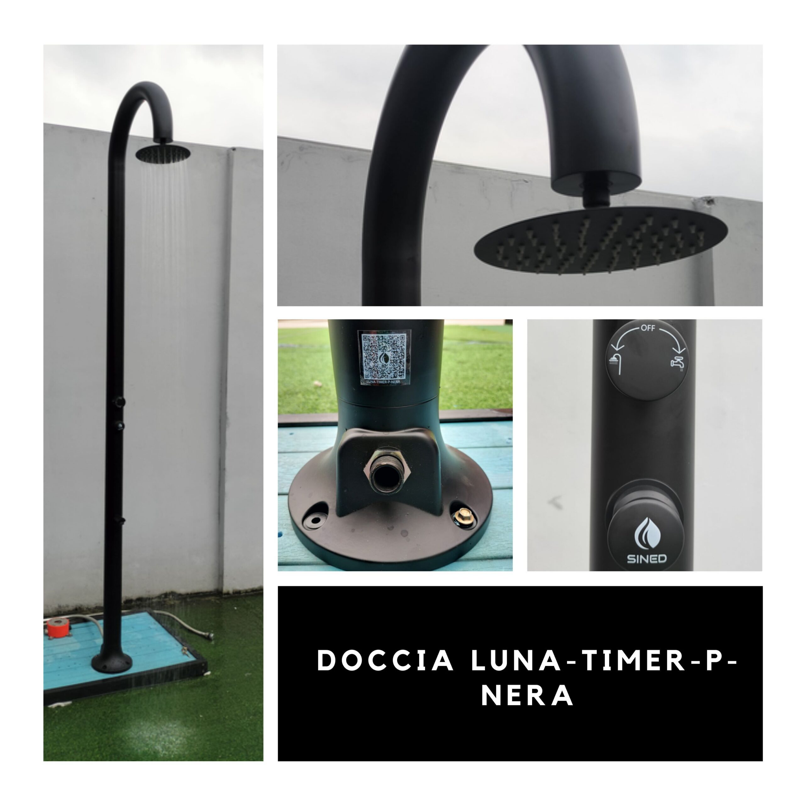 Douche noire en aluminium avec minuterie lavage pieds double entree eau – Image 5