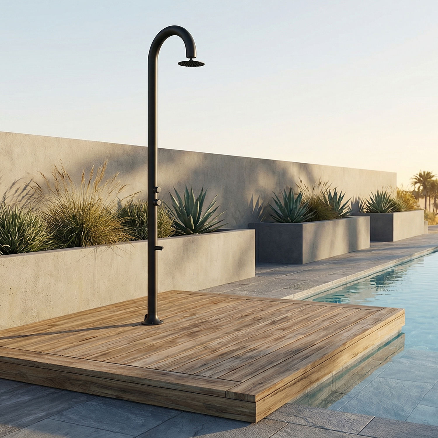 Douches de piscine en aluminium avec minuterie