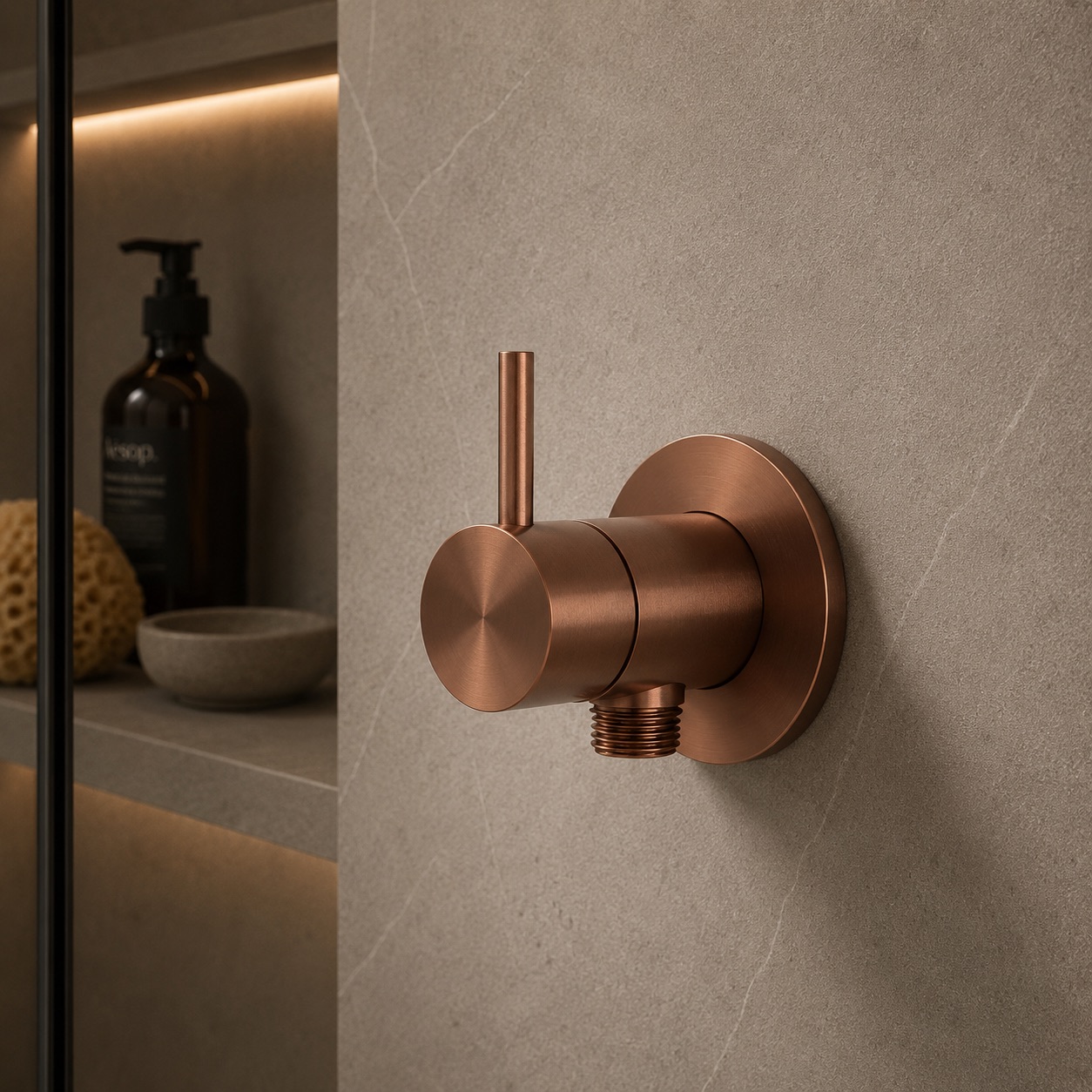 Mitigeur douche shattaf mural or rose en acier inoxydable 316L