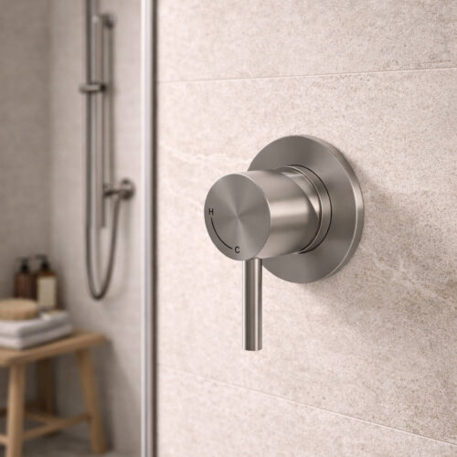 Mitigeur mural en inox satine 316L resistant a la corrosion et moderne