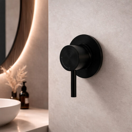 Mitigeur mural encastre noir en acier inox 316L resistant corrosion