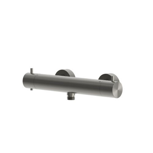 Mitigeur thermostatique mural en metal gun metal finition or rose durable et resistant