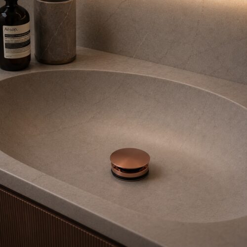 Évacuation en inox 316L PVD or rose facile a nettoyer et hygienique