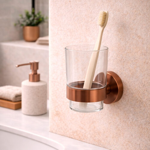 Support a verre en acier 316L inox satinee finition or rose resistant