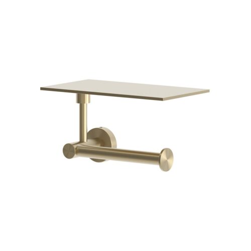 Porterouleau mural en inox 316L dore PVD avec tablette