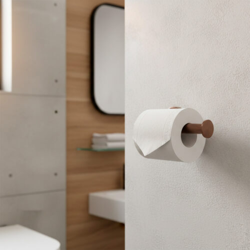 Support mural en inox 316L finition Or rose resistant et elegant pour salle de bain