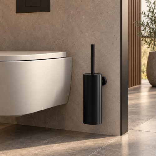 Portebrosse WC noir en acier inoxydable 316L