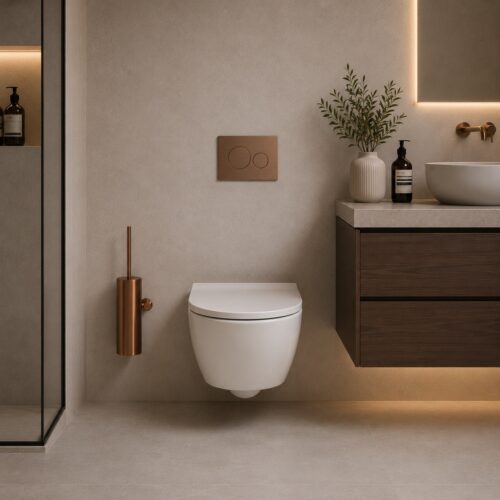 Portebalai de toilette suspendu en acier inoxydable 316L finition or rose