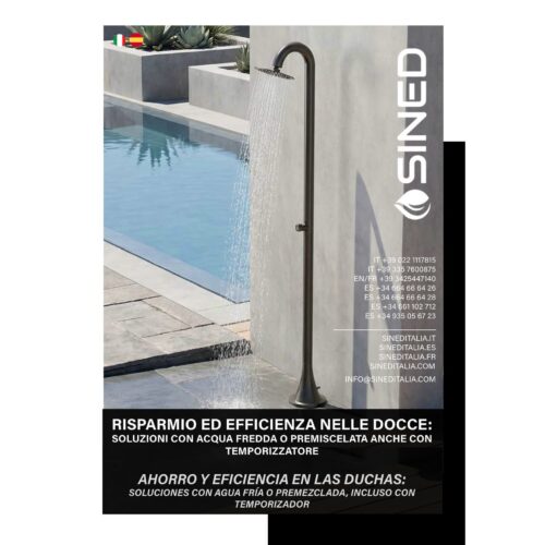Catalogue papier multicolore de douches a eau froide en acier inox