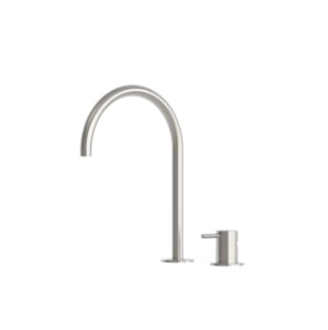 Robinet lavabo 2 trous bec haut courbe commande separee inox 316L
