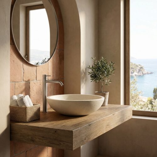Mitigeur lavabo acier inox 316L finition canna di fucile design moderne durable