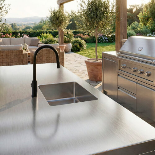 Mitigeur evier cuisine extractible noir en acier inox 316L