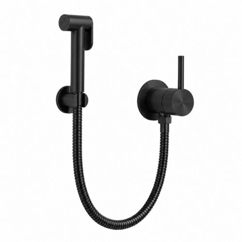 Set douchette shattaf flexible noir en acier inox 316L finition mate