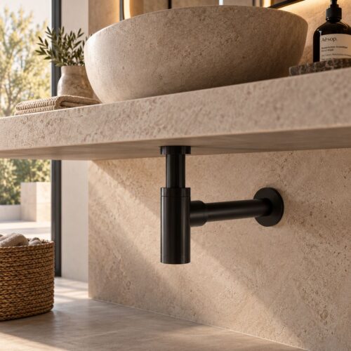 Siphon de lavabo ou bidet noir en inox nautique 316L