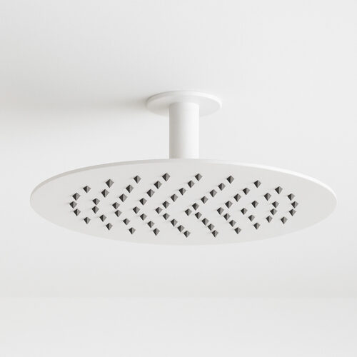 Pommeau de douche rond 30 cm acier inox 316L blanc PVD