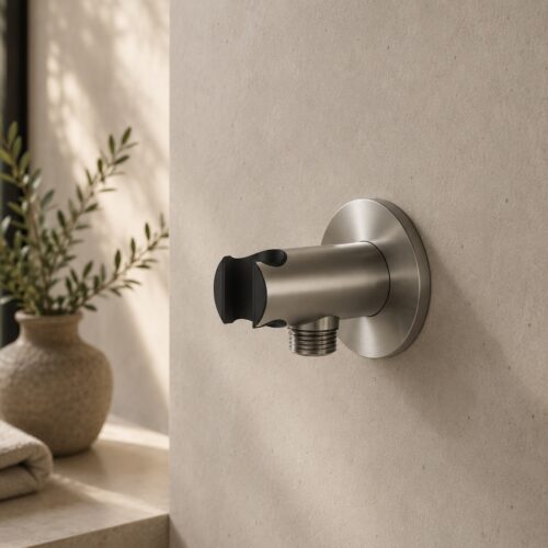 Support mural pour douchette en acier inox 316L finition canna di fucile anticorrosion