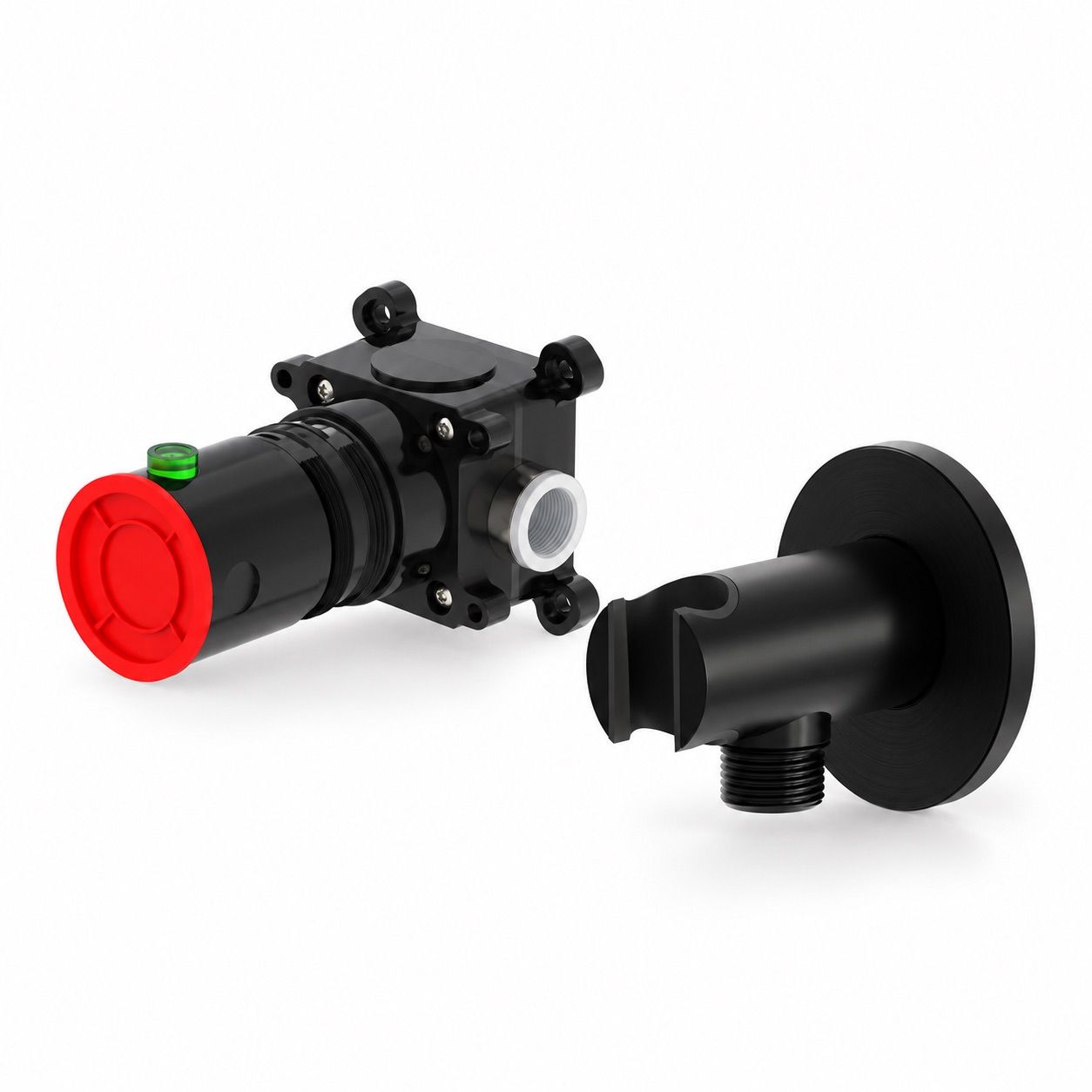 Support mural pour douchette noir canon de fusil en acier inox 316L