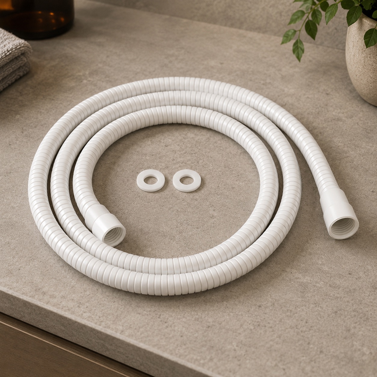 Flexible de douche blanc en acier inox 316L durable et resistant